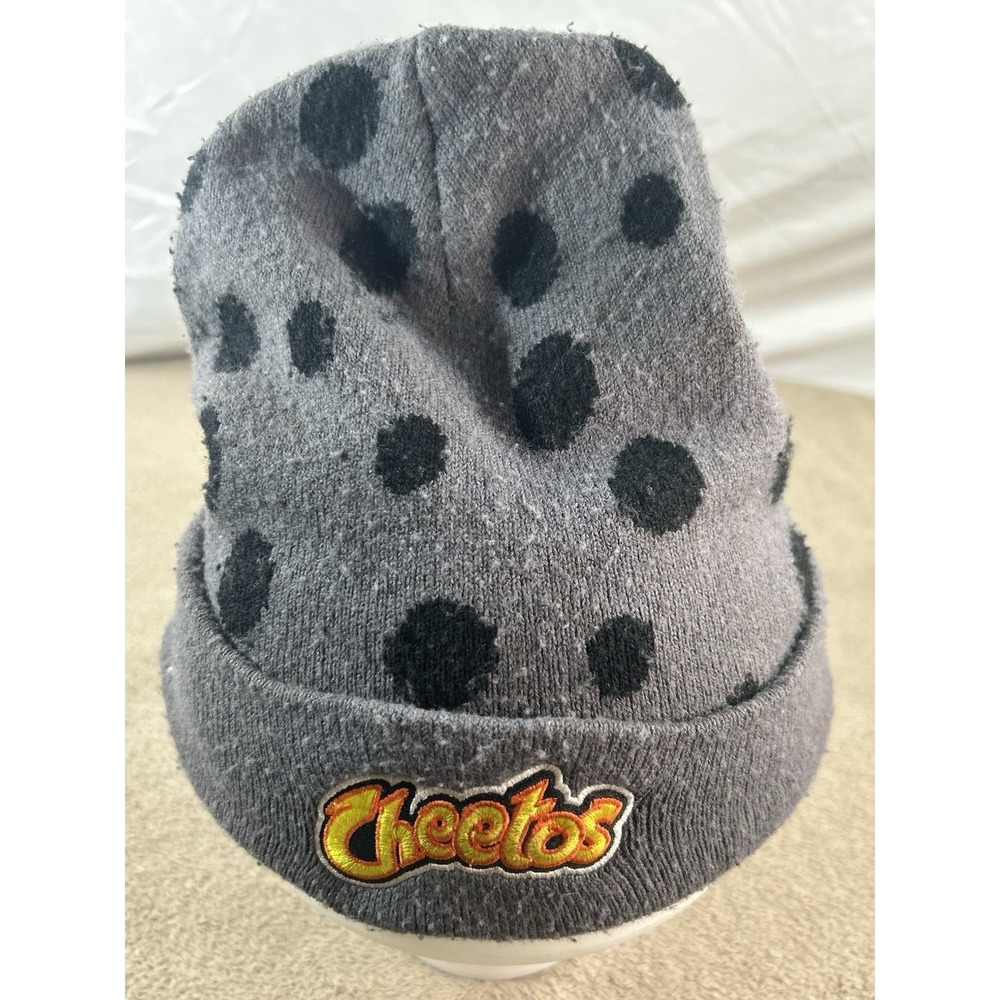 Cheetos Gray Black Polka Dot Beanie Hat Mad Engine 2022 PepsiCo Knit Cap